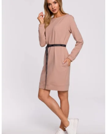 Rochie cu curea reglabila,, Roz prafuit