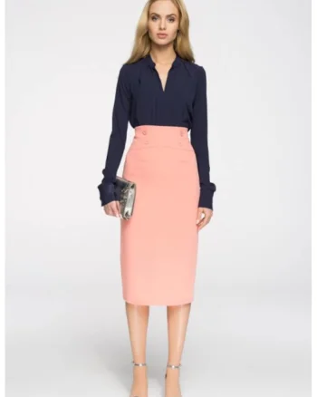Fusta eleganta tip creion, midi,, Coral
