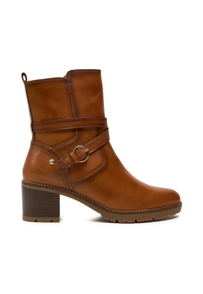 Botine dama,  304359, Piele naturala, Maro,