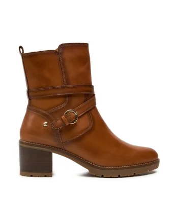 Botine dama,  304359, Piele naturala, Maro,