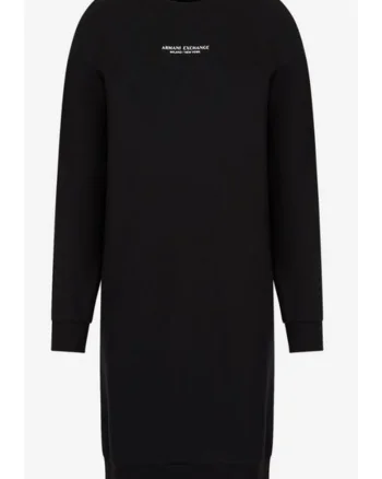 Rochie din ameste de bumbac cu detaliu logo,