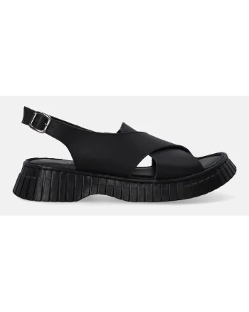 Sandale demi-wedge din piele