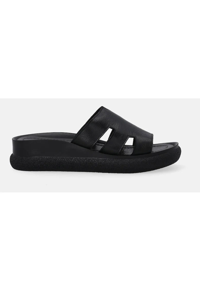 Papuci din piele naturala wedge