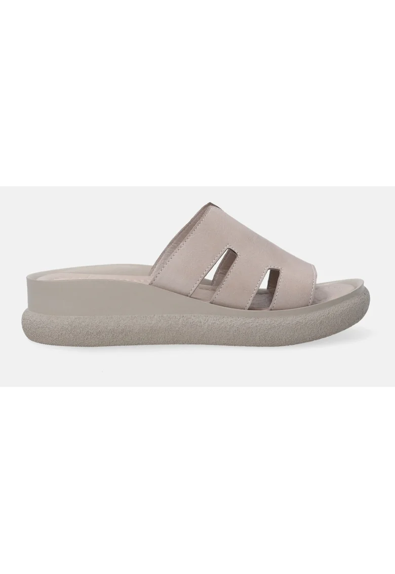 Papuci uni cu talpa wedge din piele naturala