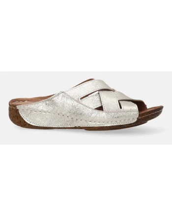 Papuci de piele wedge impletiti