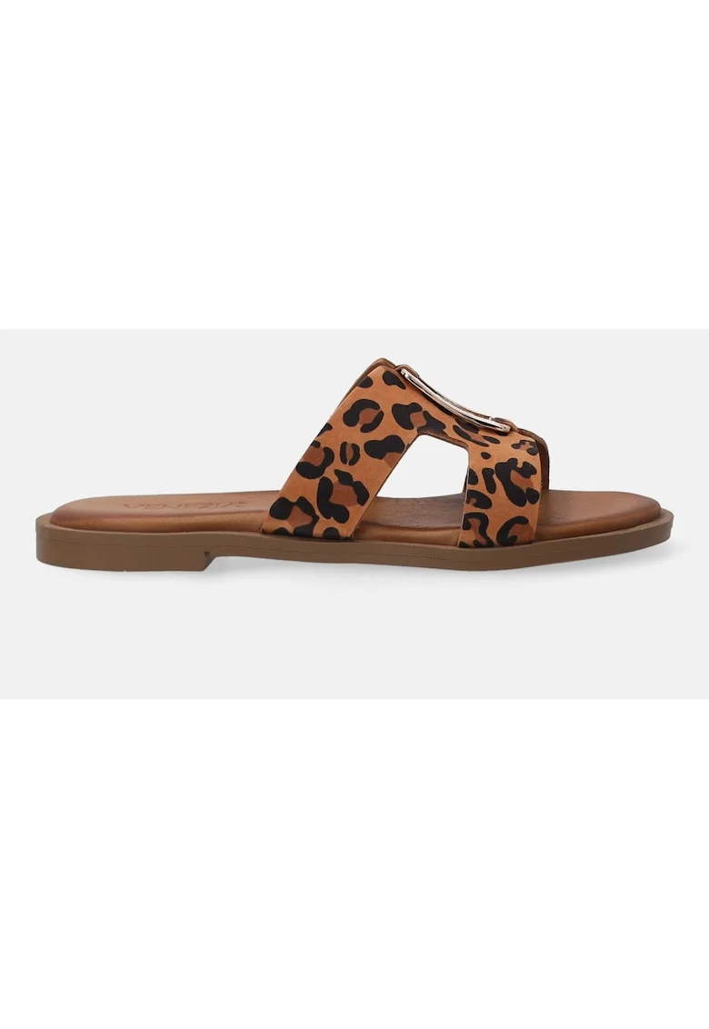 Slapi din piele cu animal print
