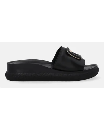 Papuci cu talpa wedge din piele