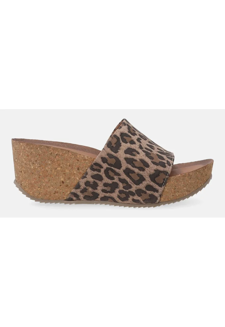 Papuci din piele nubuc cu talpa wedge