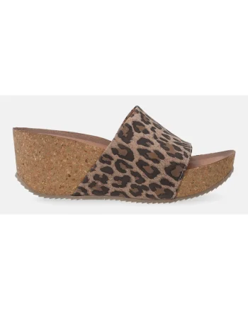 Papuci din piele nubuc cu talpa wedge