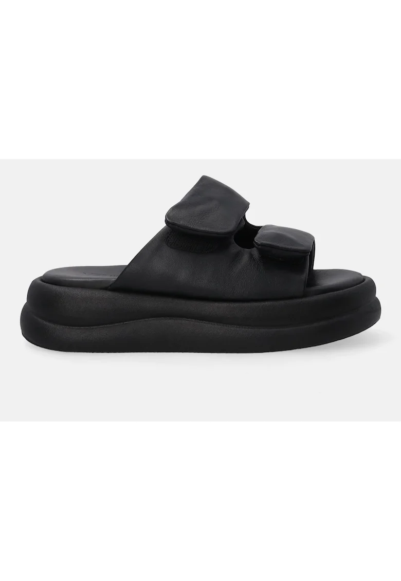 Papuci din piele cu barete cu velcro