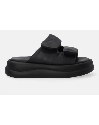Papuci din piele cu barete cu velcro