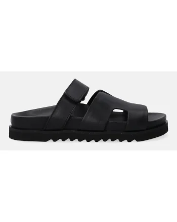 Papuci cu platforma uni din piele