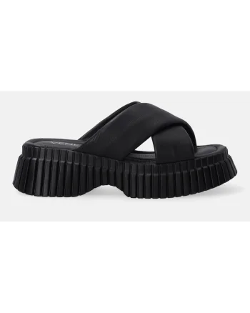 Papuci din piele cu talpa demi-wedge