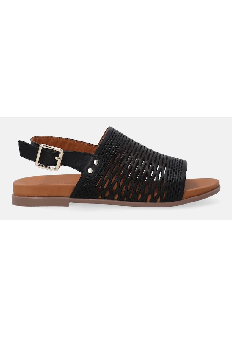 Sandale negre din piele cu decupaj