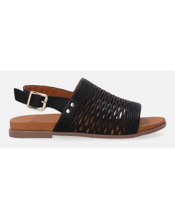 Sandale negre din piele cu decupaj