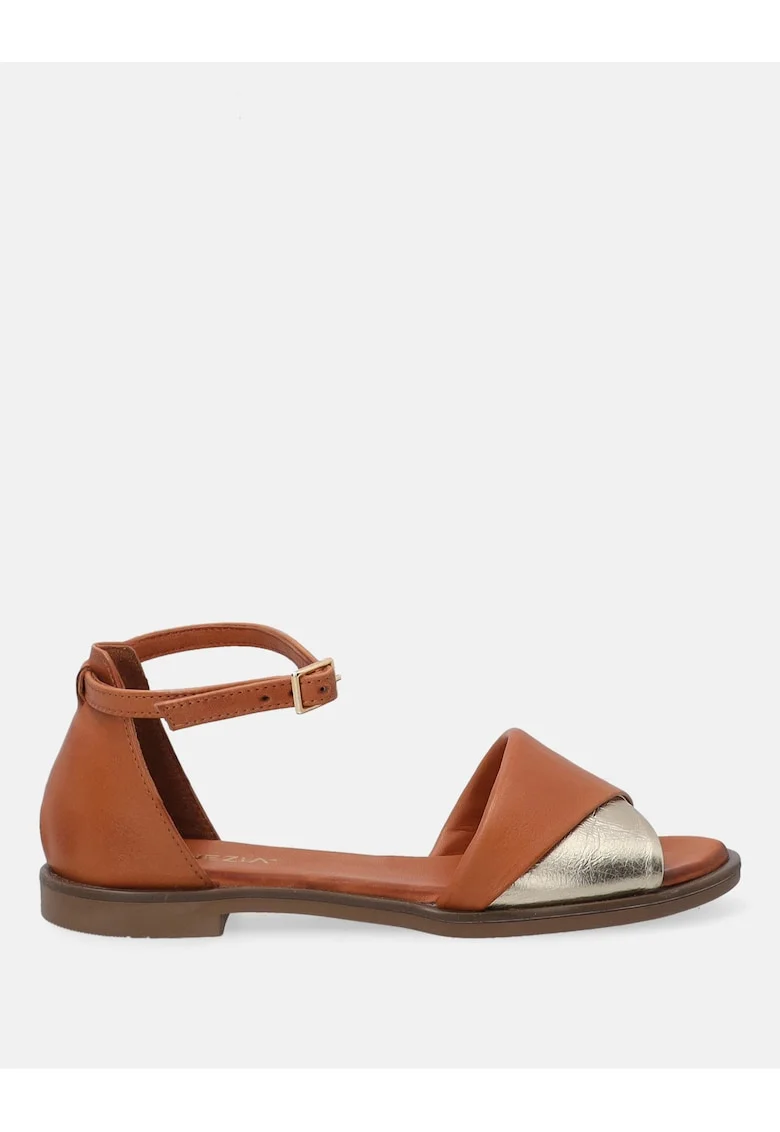 Sandale de piele cu insertie contrastanta
