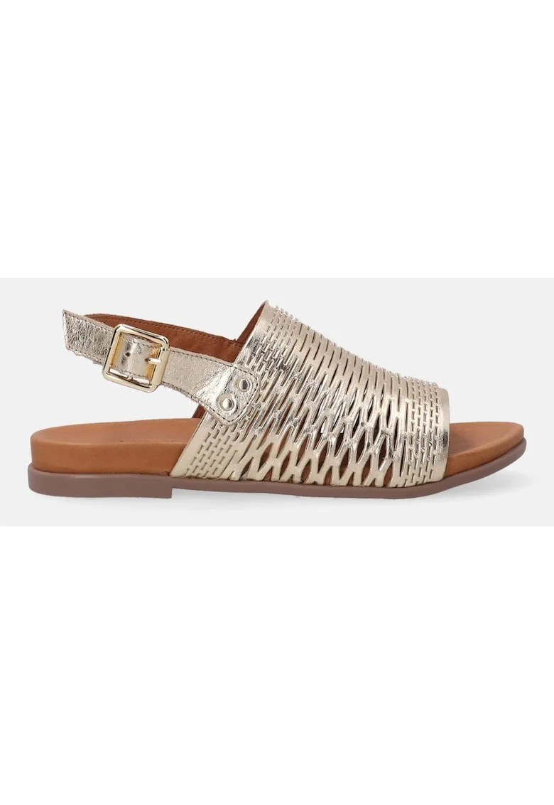 Sandale din piele cu aspect metalic