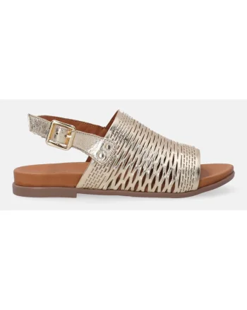 Sandale din piele cu aspect metalic
