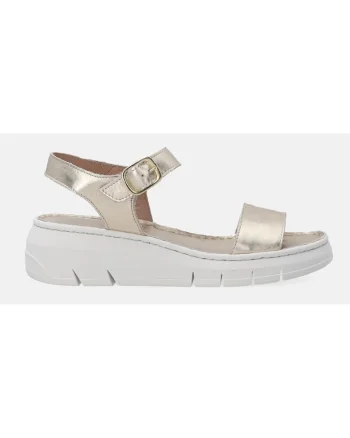 Sandale wedge cu aspect metalizat