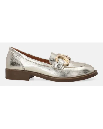 Pantofi Loafer  din piele cu detaliu metalic