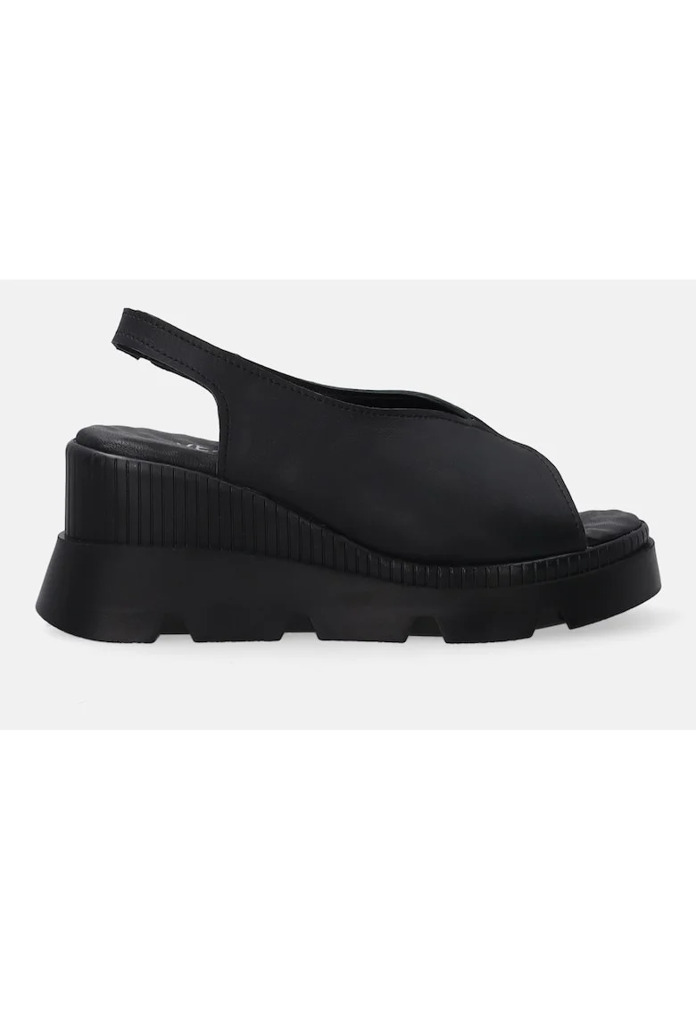 Sandale din piele cu talpa wedge fara inchidere