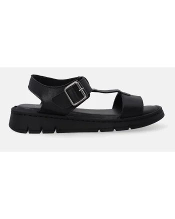 Sandale wedge din piele cu catarama