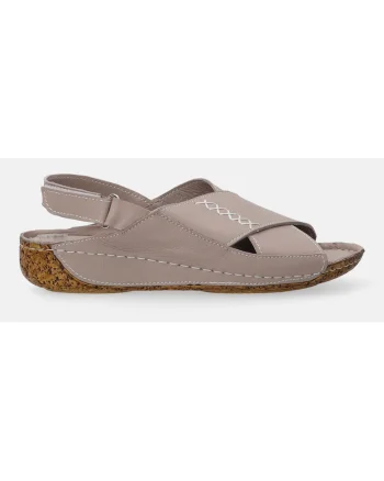 Sandale din piele cu talpa wedge si inchidere velcro