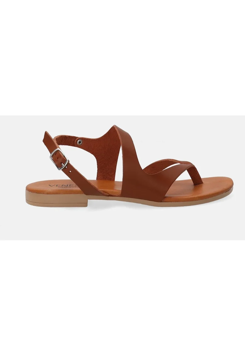 Sandale de piele cu bareta in T