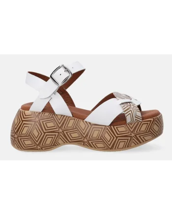 SANDALE  ALBE CU PLATFORMA SI MODEL GEOMETRIC MARIMEA