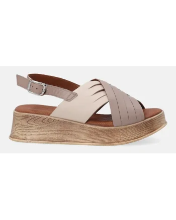 Sandale wedge din piele cuu catarama