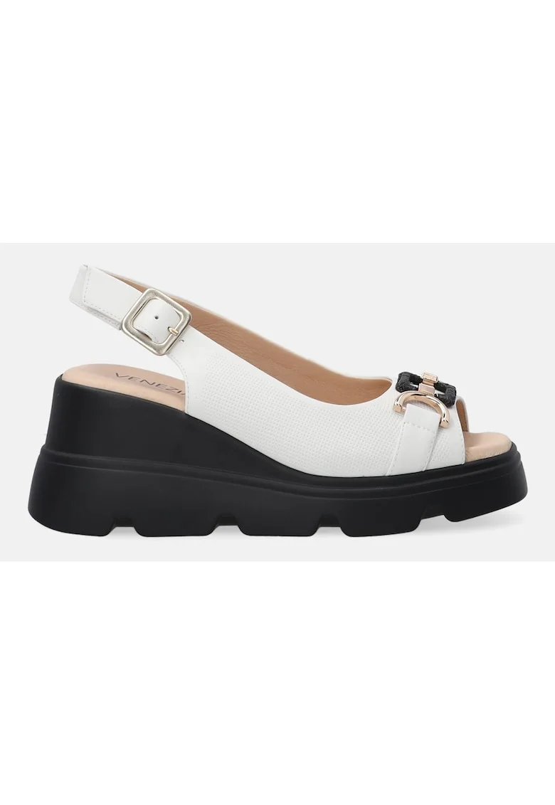Sandale wedge din piele,