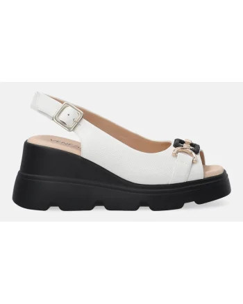 Sandale wedge din piele,