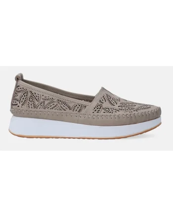 Mocasini din piele cu model floral