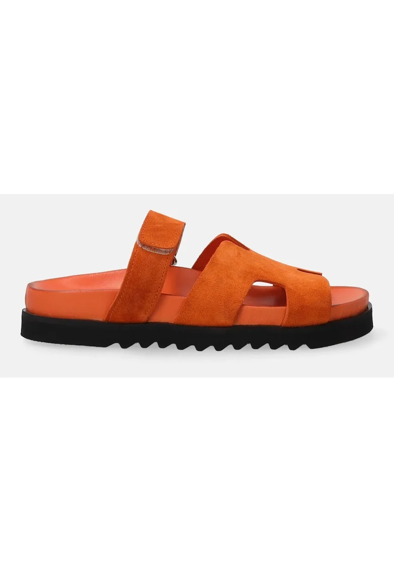 Papuci din piele intoarsa cu flatforma