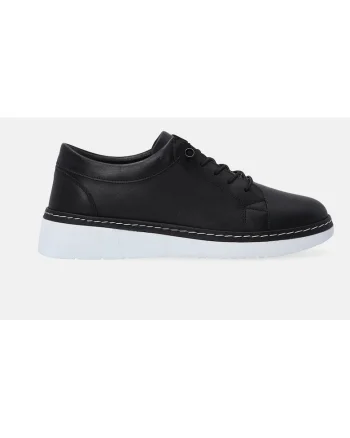 Pantofi Casual Din Piele Naturala Uni Cu Sireturi