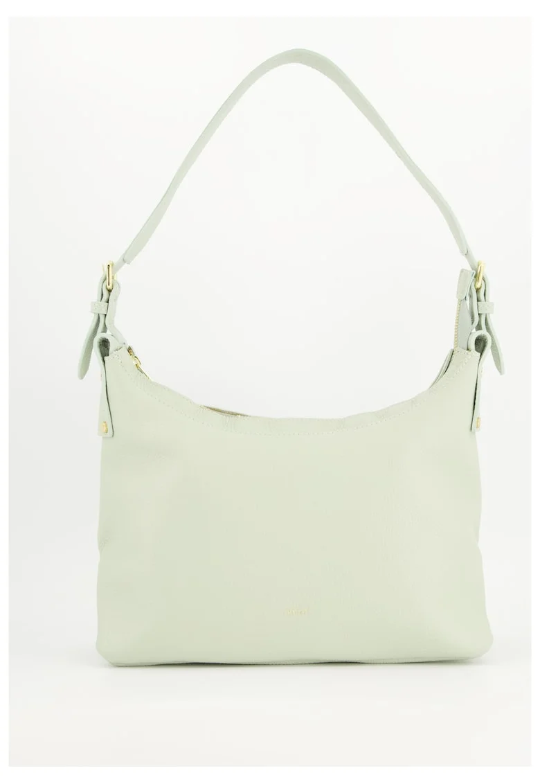 Geanta de umar,  model Shopper, piele naturala, verde, 37x26x12cm, 3 buzunare interioare, manere de 60cm