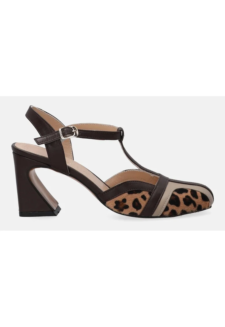 Sandale cu toc si imprimeu leopard