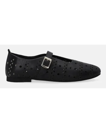 Balerini din piele cu perforatii decorative si catarama