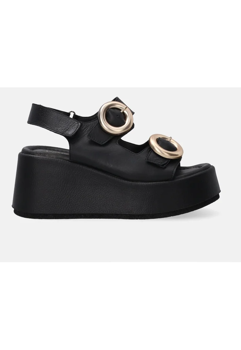 Sandale wedge din piele