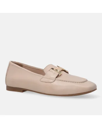 Pantofi loafer din piele, cu decoratiune metalica