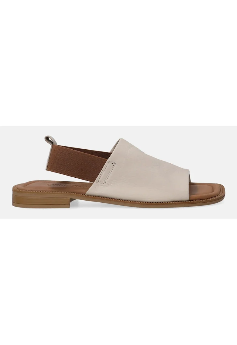 Sandale din piele cu bareta elastica si varf patrat