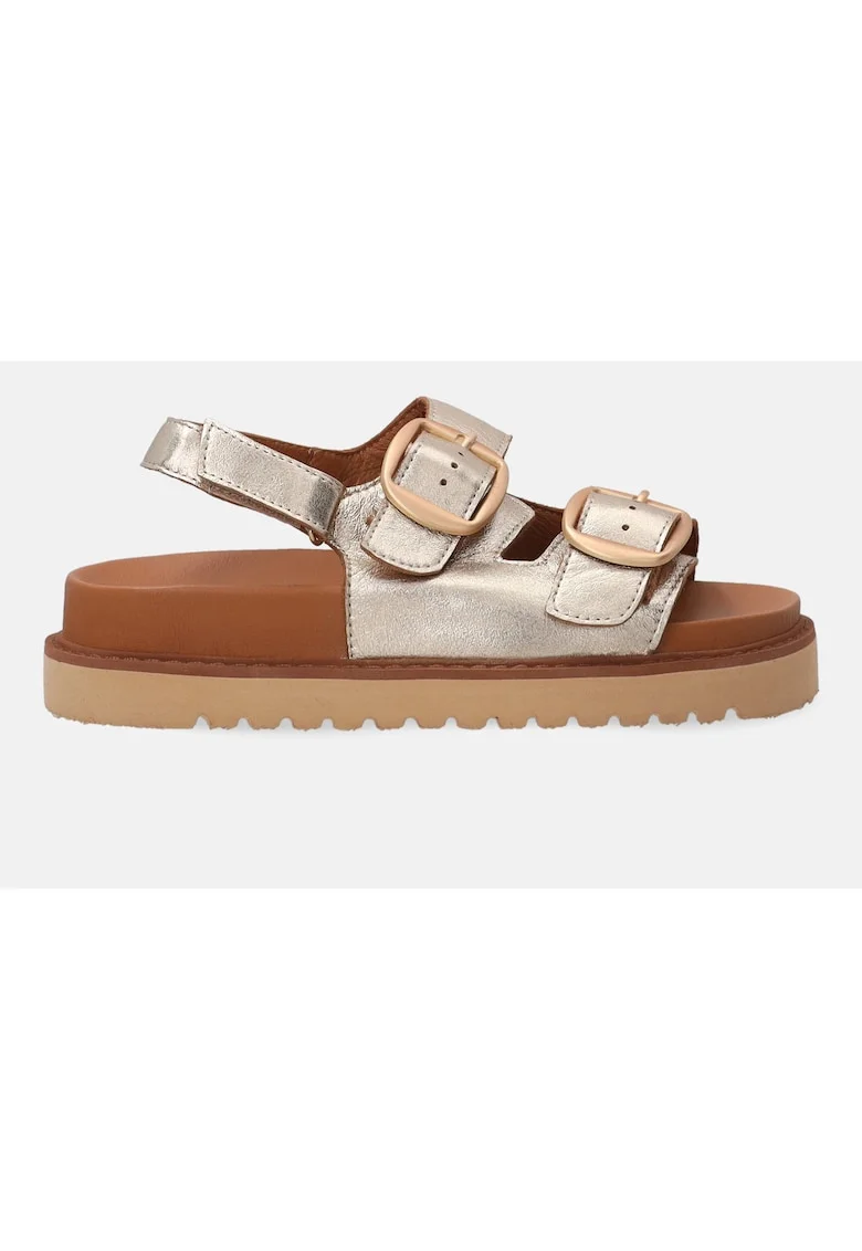 Sandale de piele cu doua barete si catarame