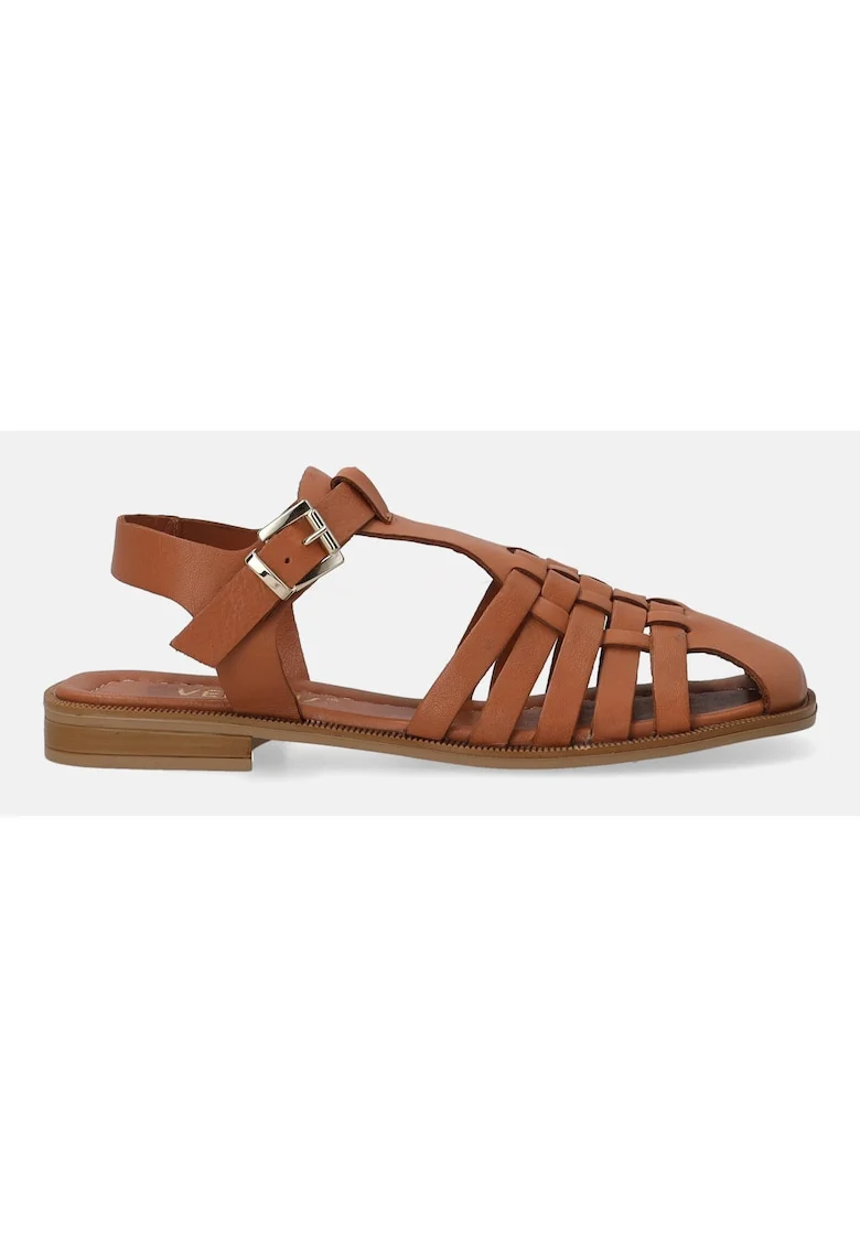 Sandale fisherman din piele, Maro