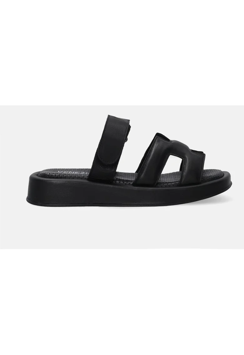 Papuci din piele naturala, Negru