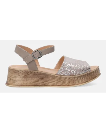 Sandale wedge din piele si model animal print