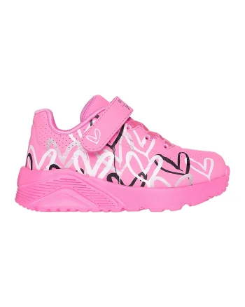 Pantofi sport Uno Lite de piele ecologica cu velcro, Negru/Roz pastel/Alb optic