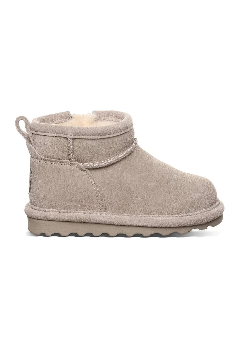 Ghete pull-on din piele intoarsa cu captuseala din amestec de lana, Maro taupe deschis
