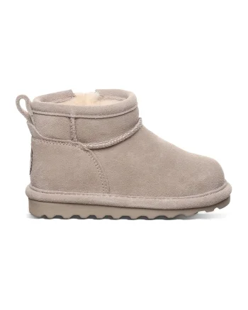 Ghete pull-on din piele intoarsa cu captuseala din amestec de lana, Maro taupe deschis