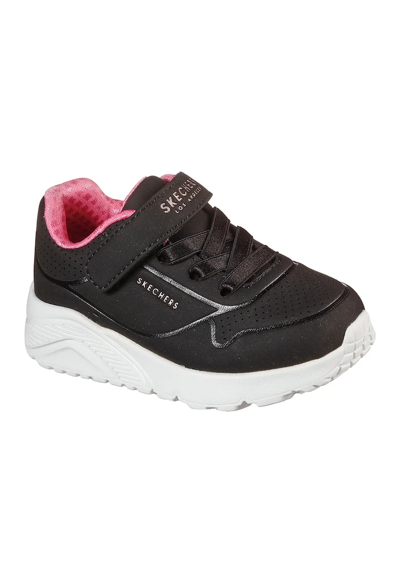 Pantofi sport Uno Lite de piele ecologica cu velcro, Negru/Alb optic