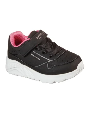 Pantofi sport Uno Lite de piele ecologica cu velcro, Negru/Alb optic